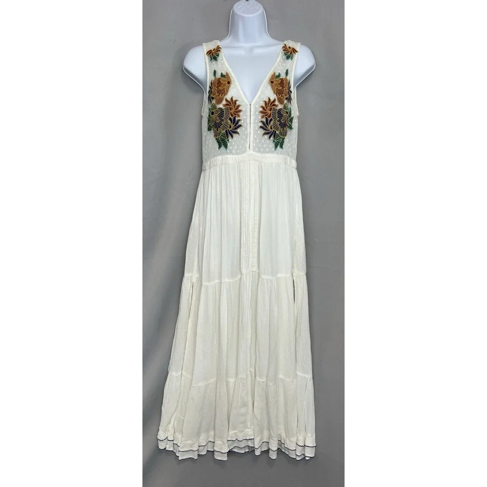 Lulus Tickets To Paradise Embroidered Maxi Dress Women's Sz Small - Picture 2 of 16